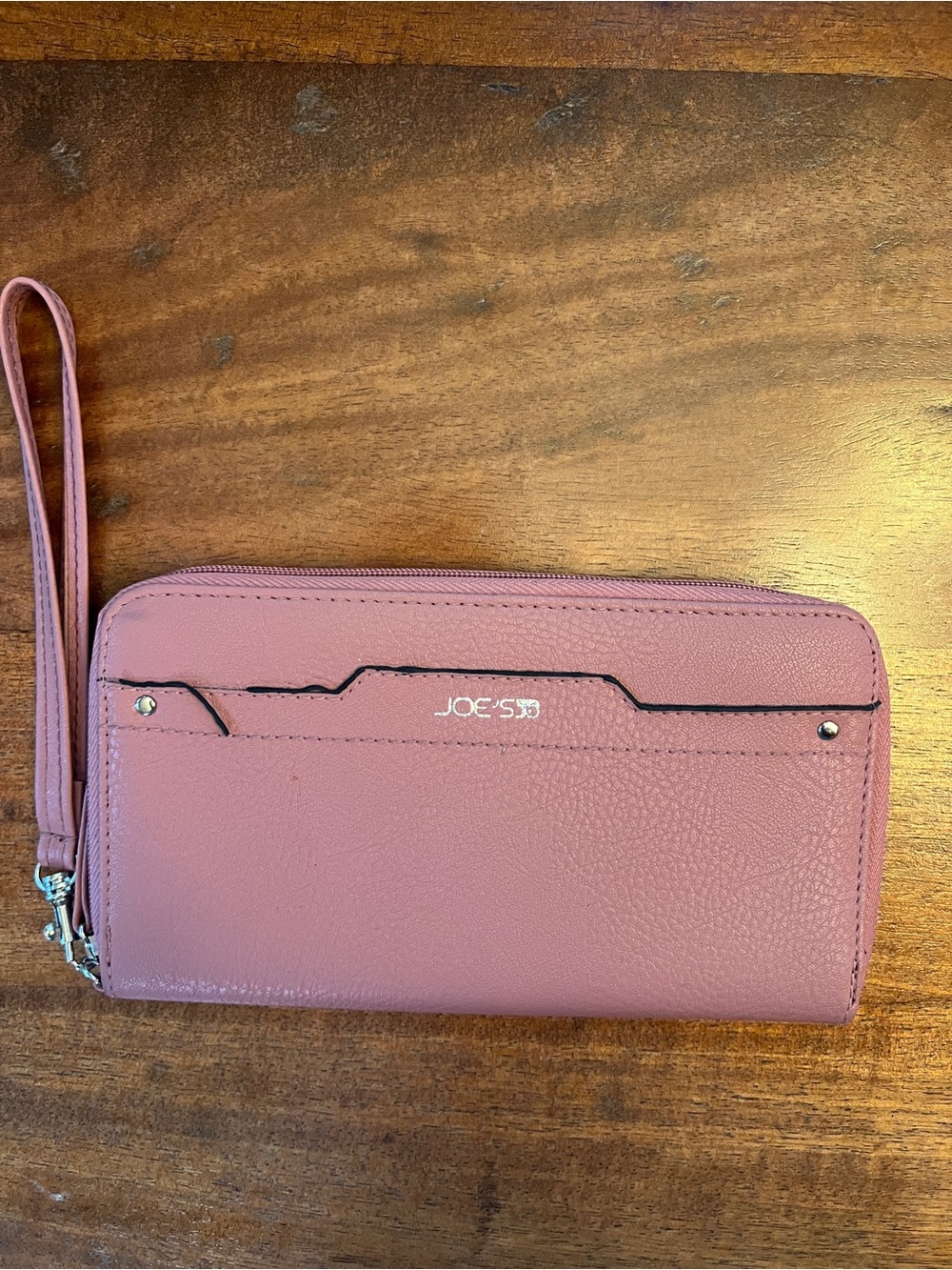 Joe’s  Peach Leather Woman’s Zip Wallet Clutch